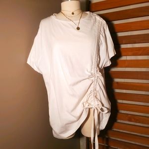SS0327 3X Off white Drawstring front tee